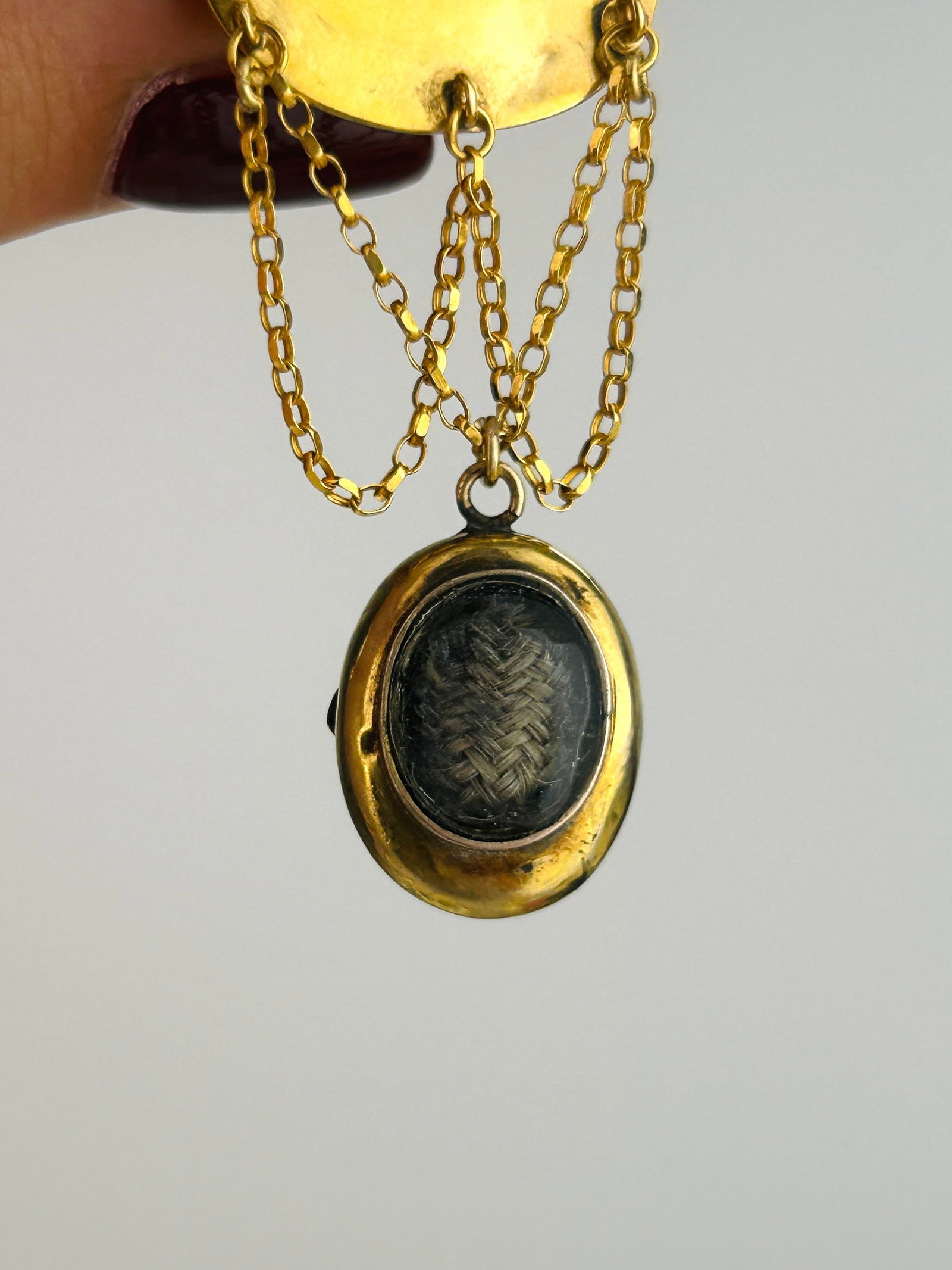 Giant Victorian Gold Citrine Drop Brooch with Locket Back - 4