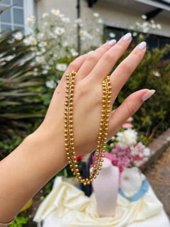 18ct Yellow Gold Ball Detail Collar Necklace with Dogclip - 12