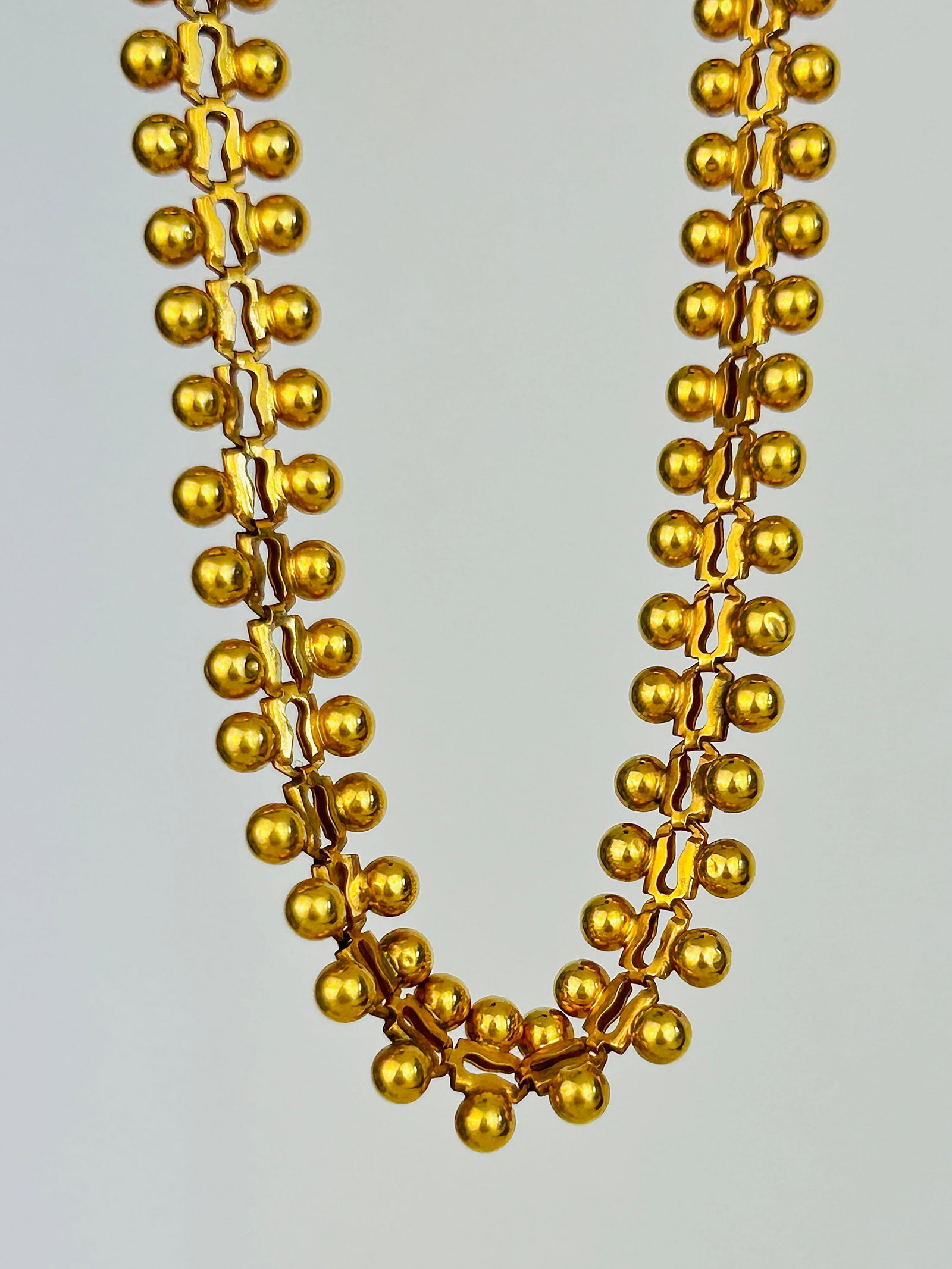 18ct Yellow Gold Ball Detail Collar Necklace with Dogclip (1 of 12)