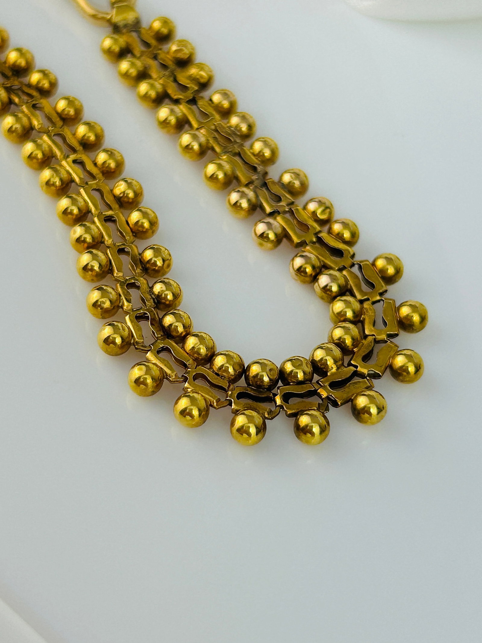 18ct Yellow Gold Ball Detail Collar Necklace with Dogclip - 4