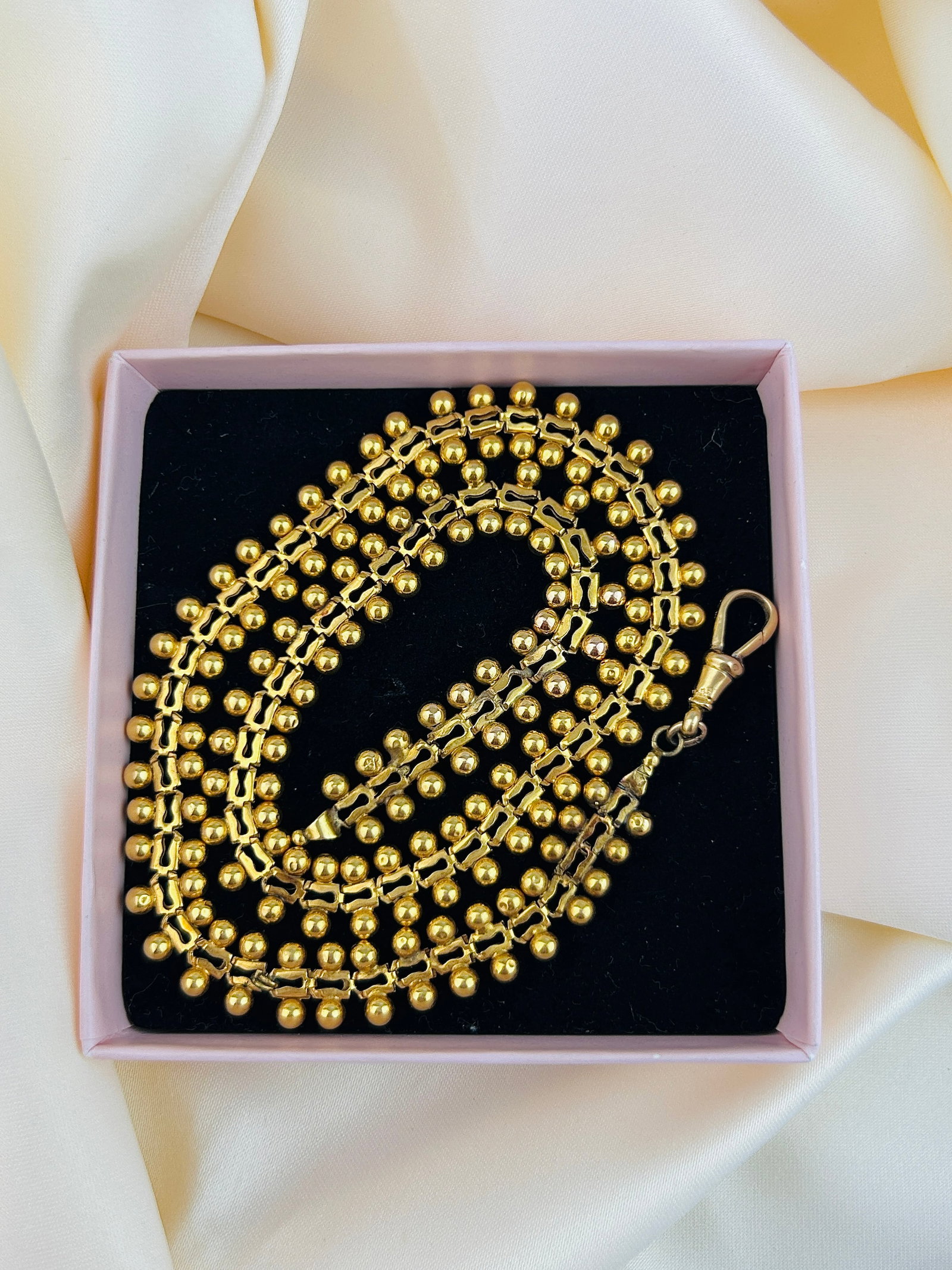 18ct Yellow Gold Ball Detail Collar Necklace with Dogclip - 7