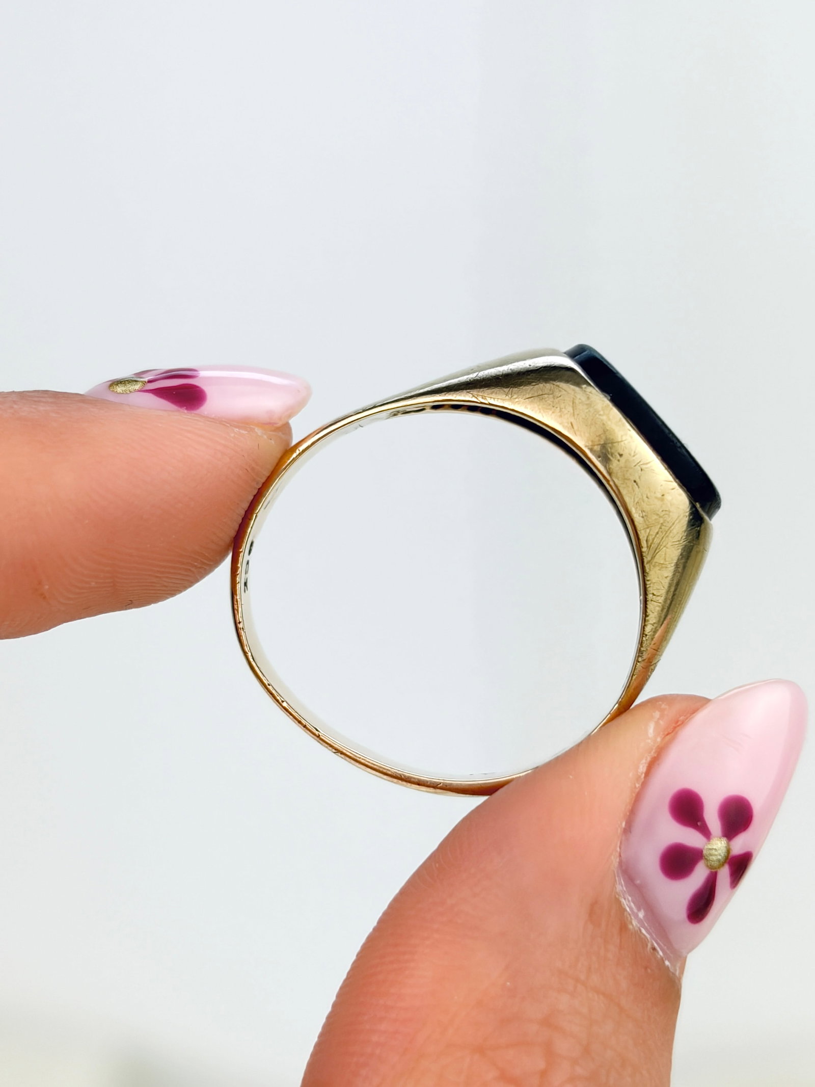 VINTAGE CHUNKY 9CT YELLOW GOLD BLOODSTONE SIGNET RING - 2