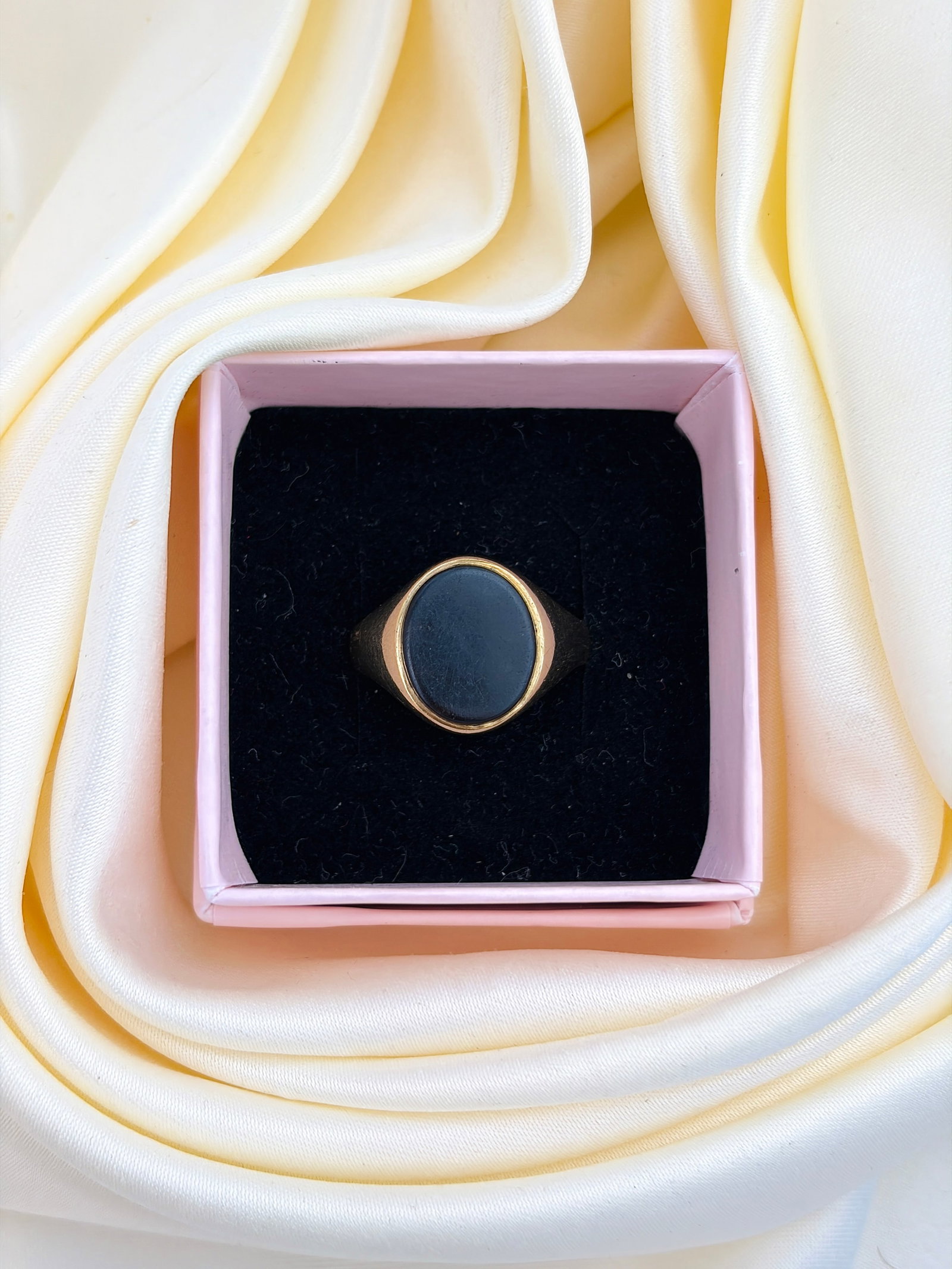 VINTAGE CHUNKY 9CT YELLOW GOLD BLOODSTONE SIGNET RING - 5