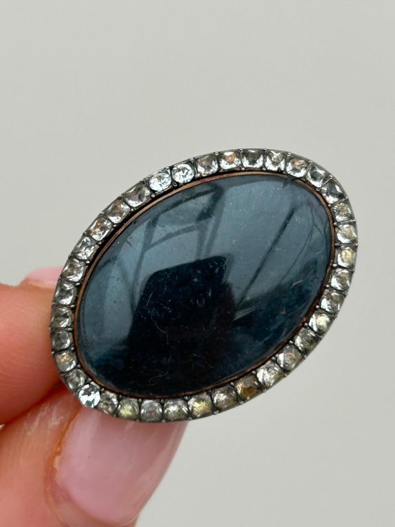 Georgian Gold and Paste Halo Crystal Locket Front Brooch: Georgian paste halo brooch charming brooch measurements: length 29mm width 21mm weight 5.93g condition: see photos office use: /