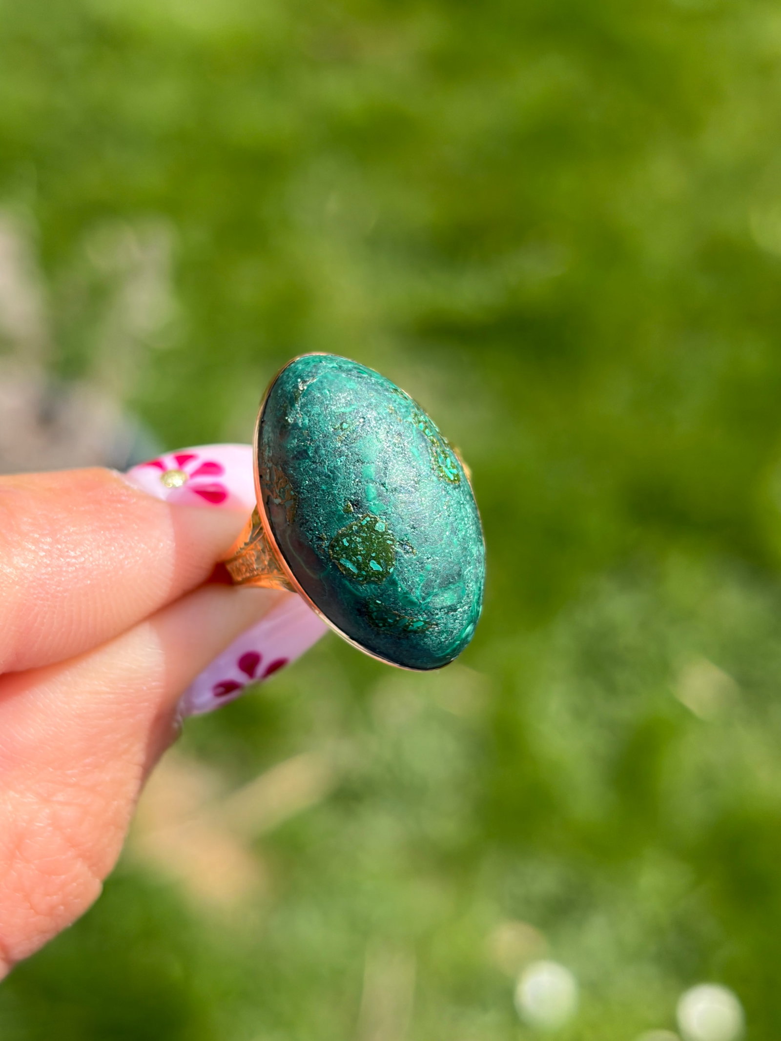 ANTIQUE GEORGIAN C.1783 GREEN STONE RING IN GOLD - 2