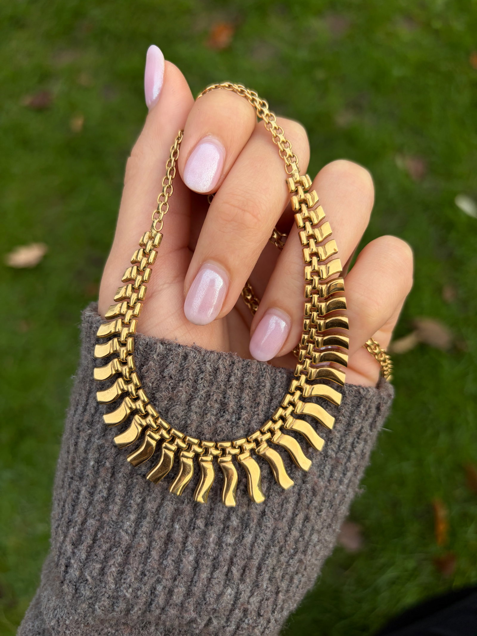 vintage 9ct gold collar necklace - 9