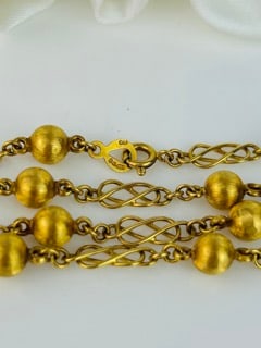 18ct Yellow Gold Ball and Infinity Link Chain Necklace - 6