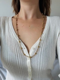 18ct Yellow Gold Ball and Infinity Link Chain Necklace - 8