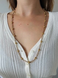 18ct Yellow Gold Ball and Infinity Link Chain Necklace - 9