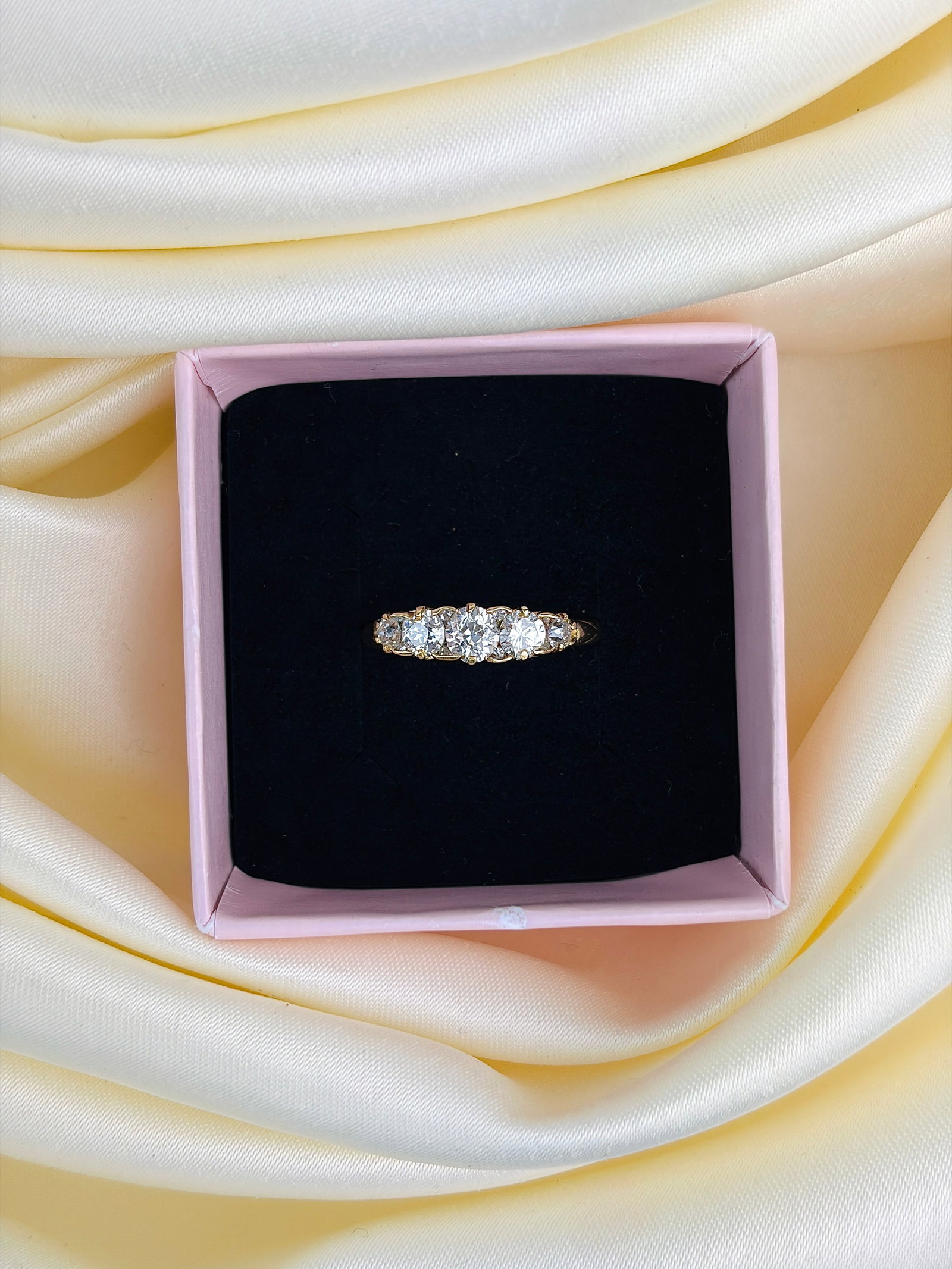 antique 18ct yellow gold diamond ring approx 1.20ct - 7