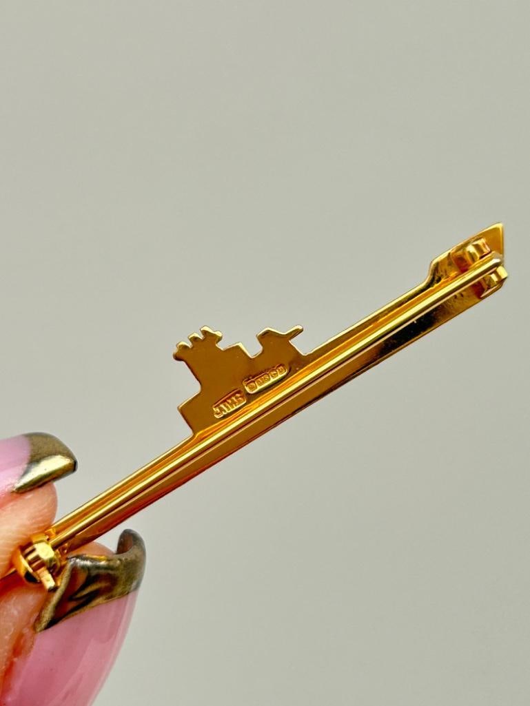 Antique Boxed Gold Submarine ww1 Brooch - 2