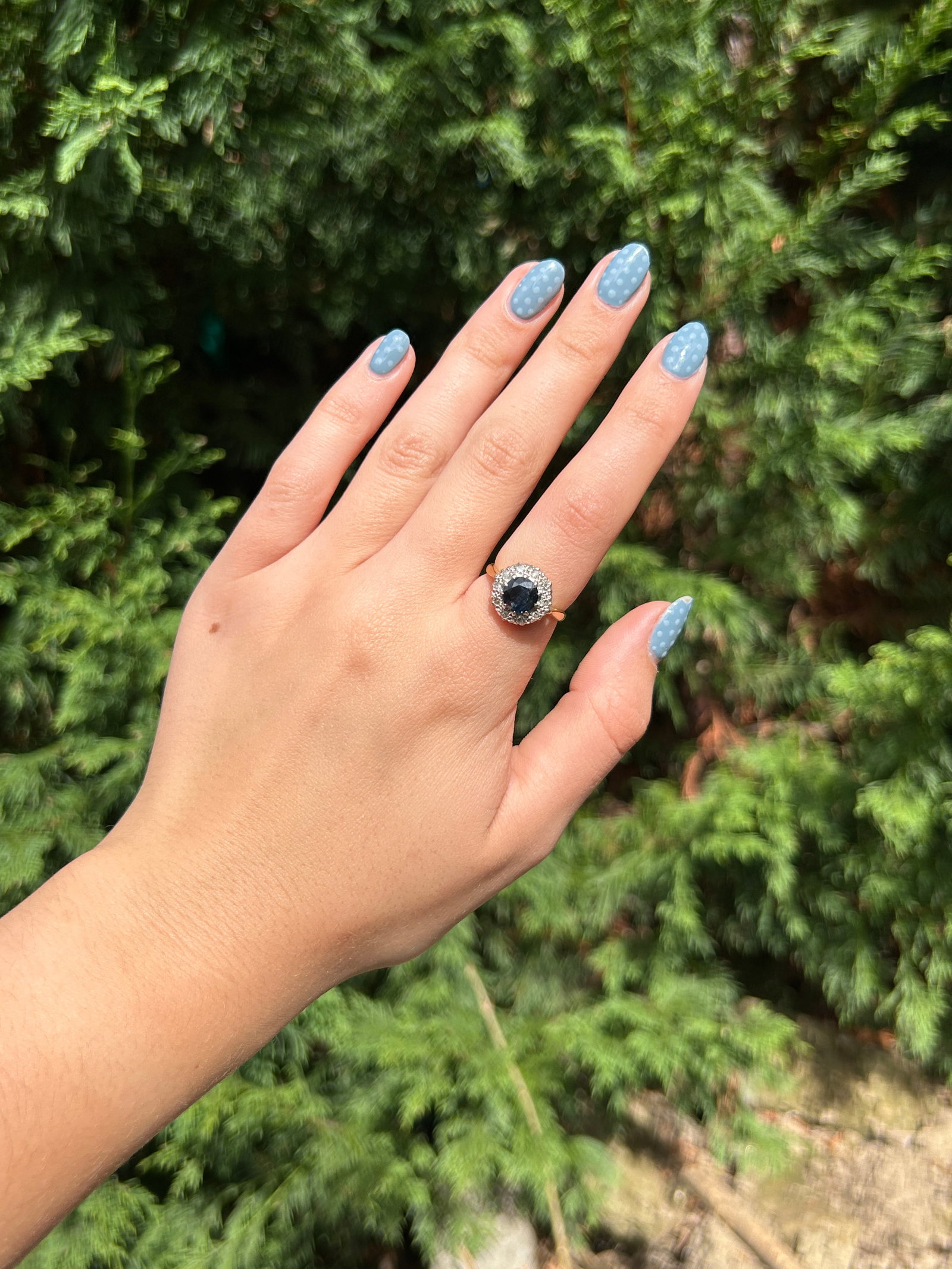Antique Sapphire and Diamond Cluster Ring in 18ct Gold - 12