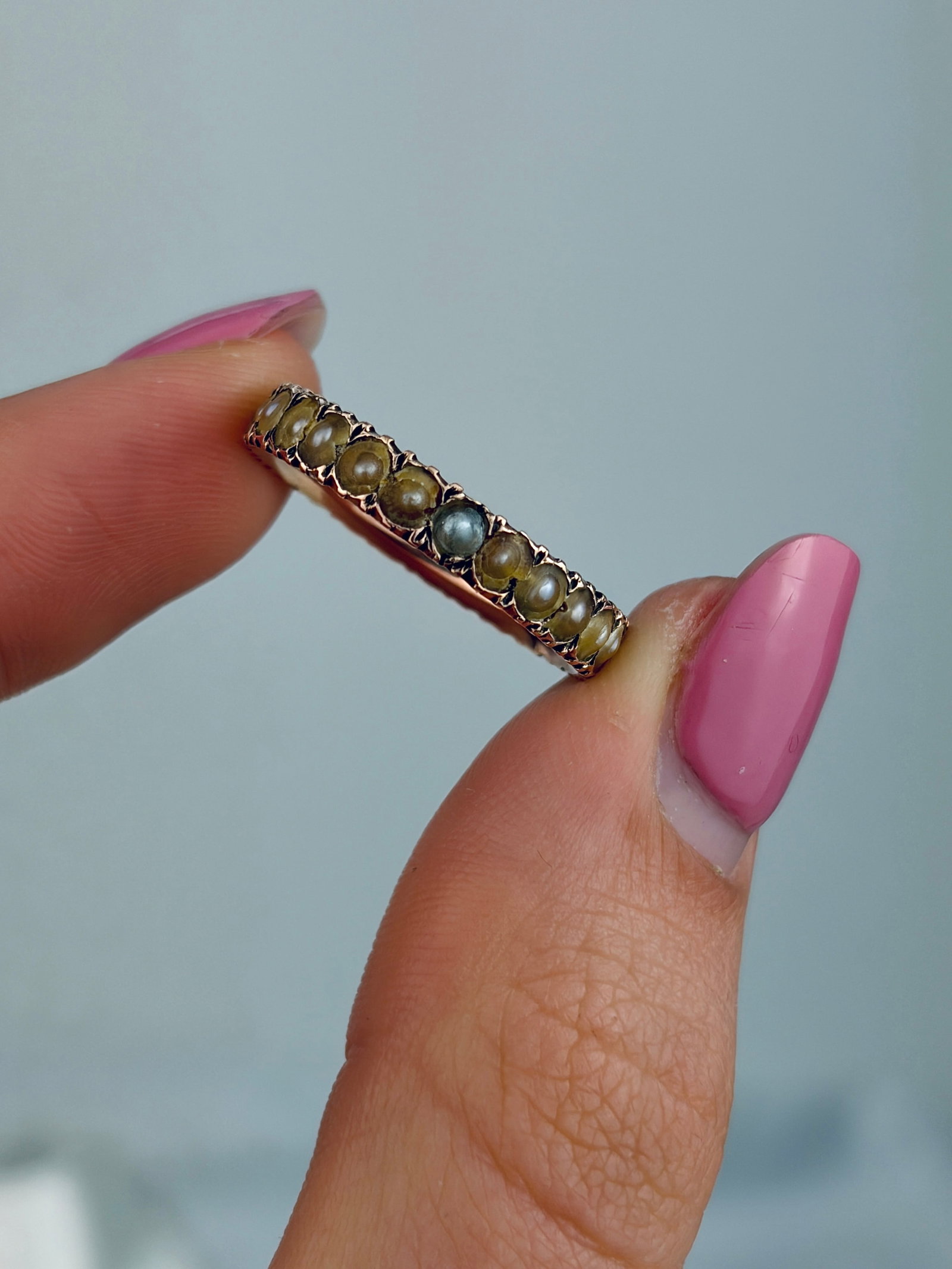 ANTIQUE GEORGIAN PEARL FULL ETERNITY RING IN GOLD - 3