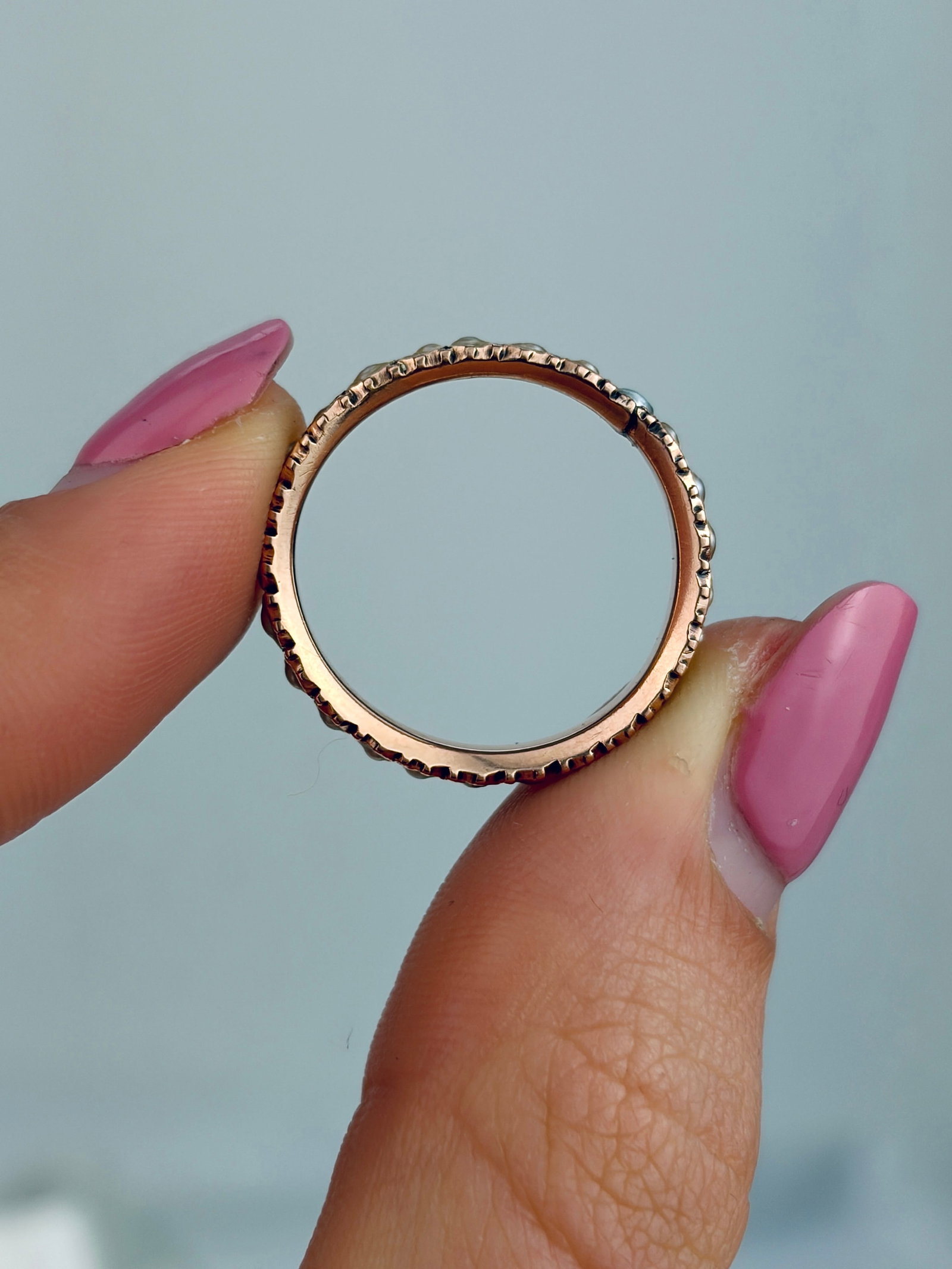 ANTIQUE GEORGIAN PEARL FULL ETERNITY RING IN GOLD - 4