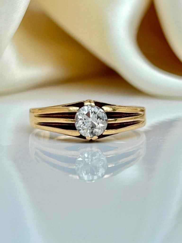 Antique 18ct Yellow Gold Diamond Belcher Ring 75pts (1 of 8)