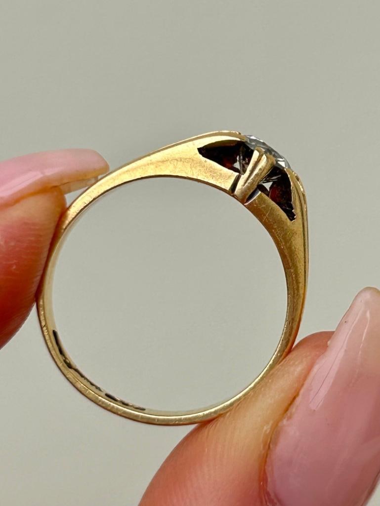 Antique 18ct Yellow Gold Diamond Belcher Ring 75pts - 4