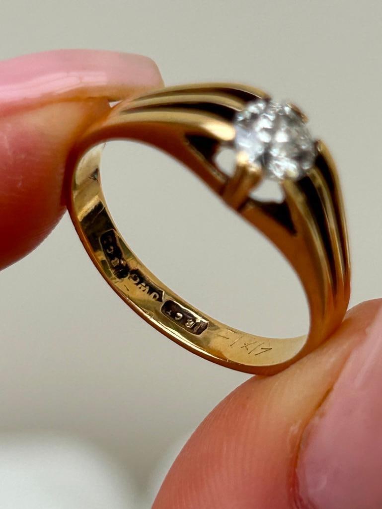 Antique 18ct Yellow Gold Diamond Belcher Ring 75pts - 5