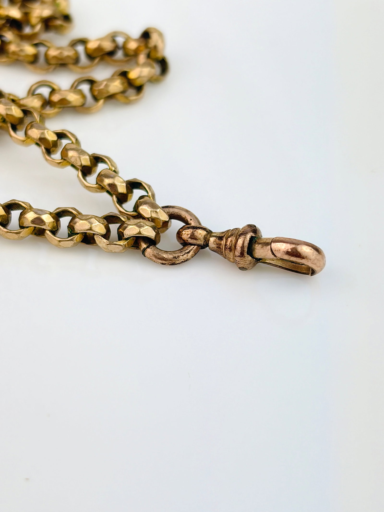 ANTIQUE YELLOW METAL LONGGUARD CHAIN WITH DOGCLIP - 3
