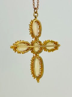 Incredible Georgian Yellow Topaz Cross Pendant on Chain in 9ct Gold - 4