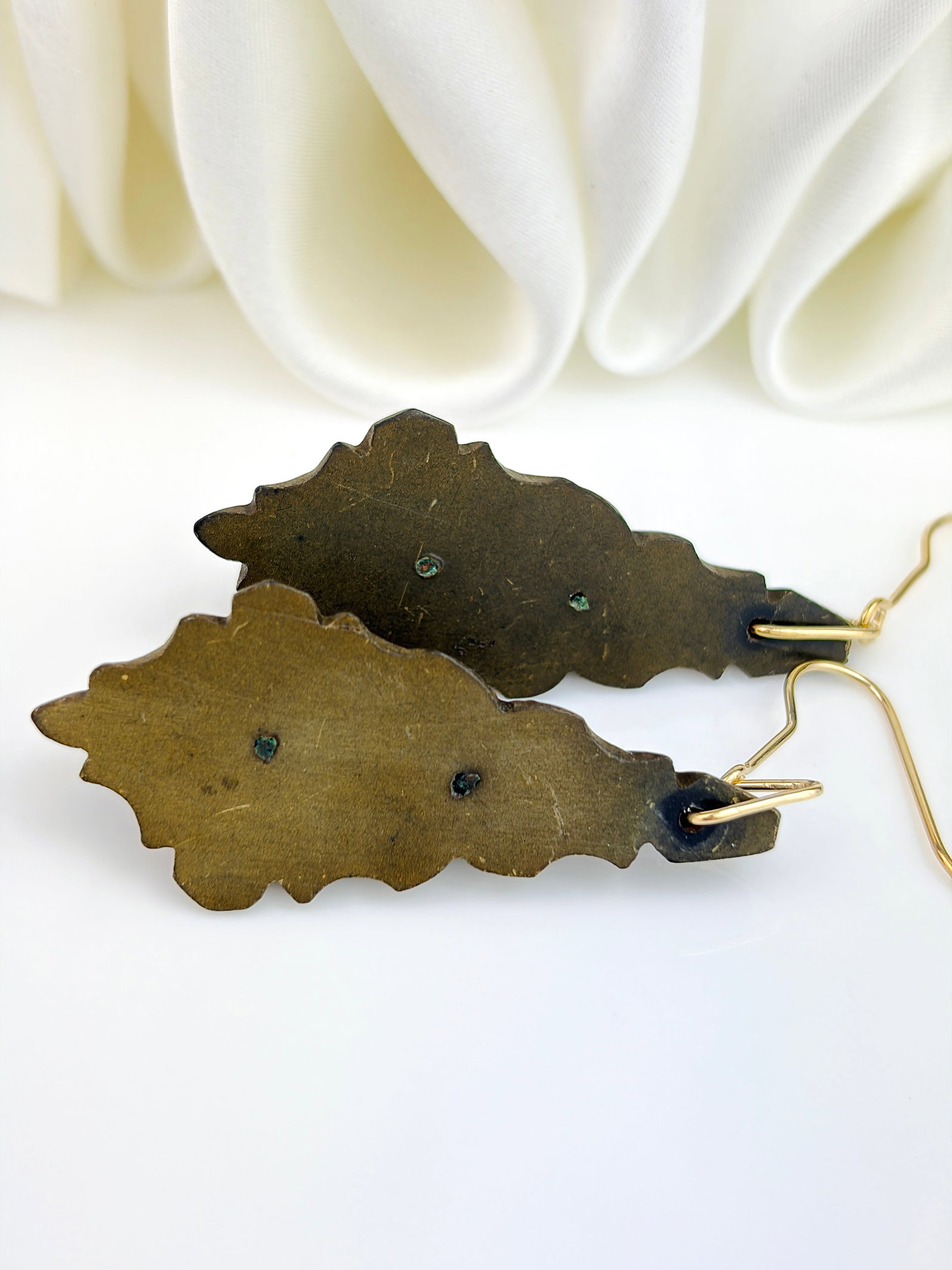ANTIQUE 9CT GOLD BANDED AGATE DROP EARRINGS - 3