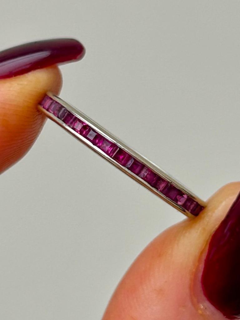 Wonderful Ruby Full Eternity Band Ring in White Gold - 2