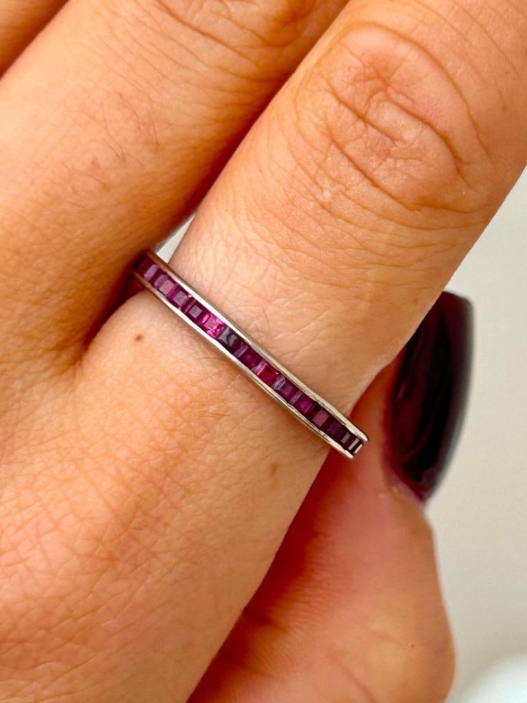 Wonderful Ruby Full Eternity Band Ring in White Gold - 3
