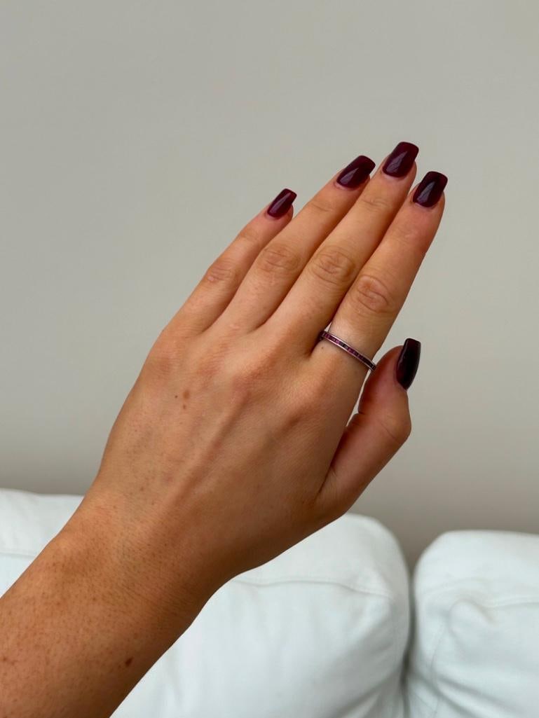 Wonderful Ruby Full Eternity Band Ring in White Gold - 4