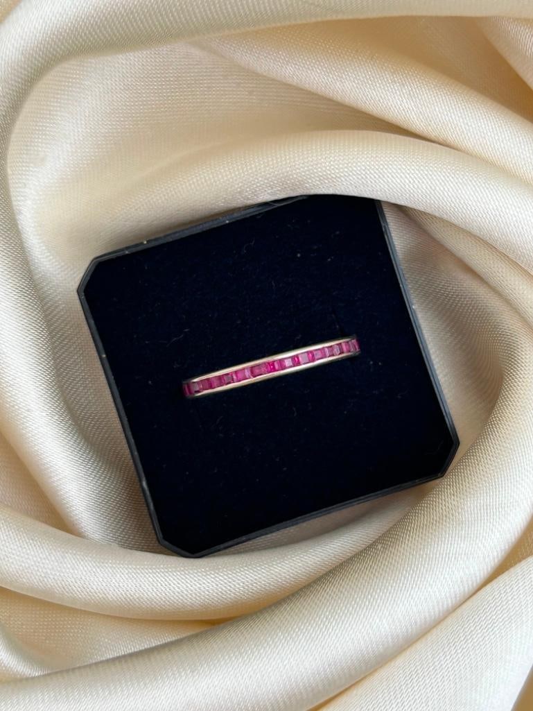 Wonderful Ruby Full Eternity Band Ring in White Gold - 5