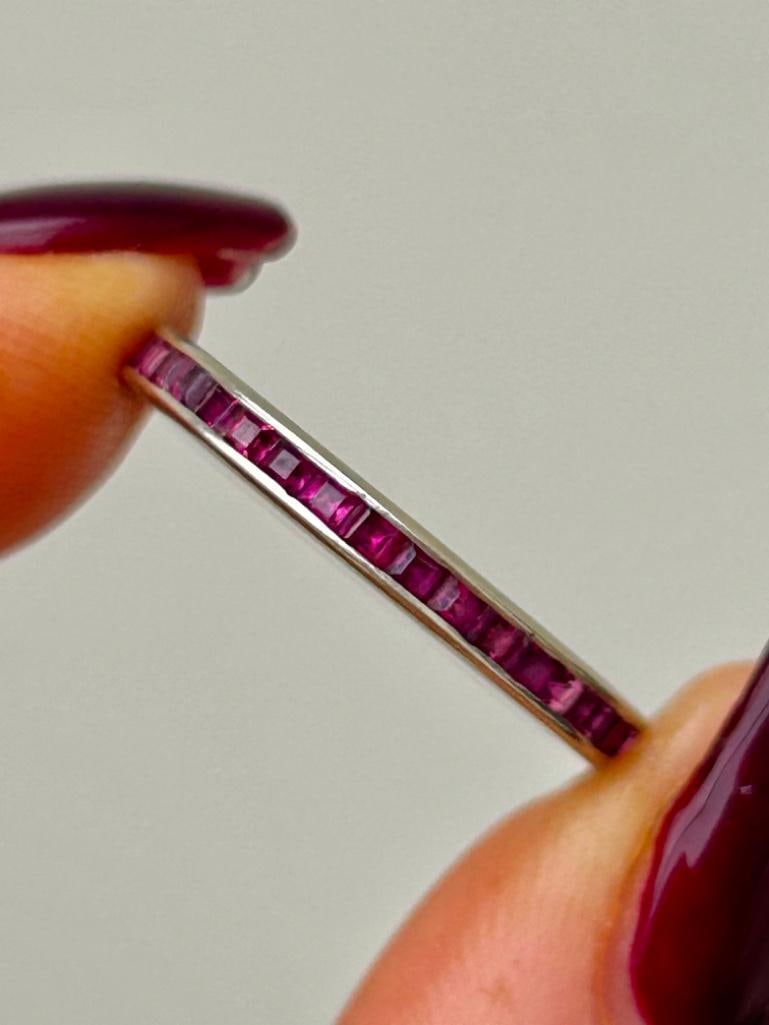 Wonderful Ruby Full Eternity Band Ring in White Gold - 6