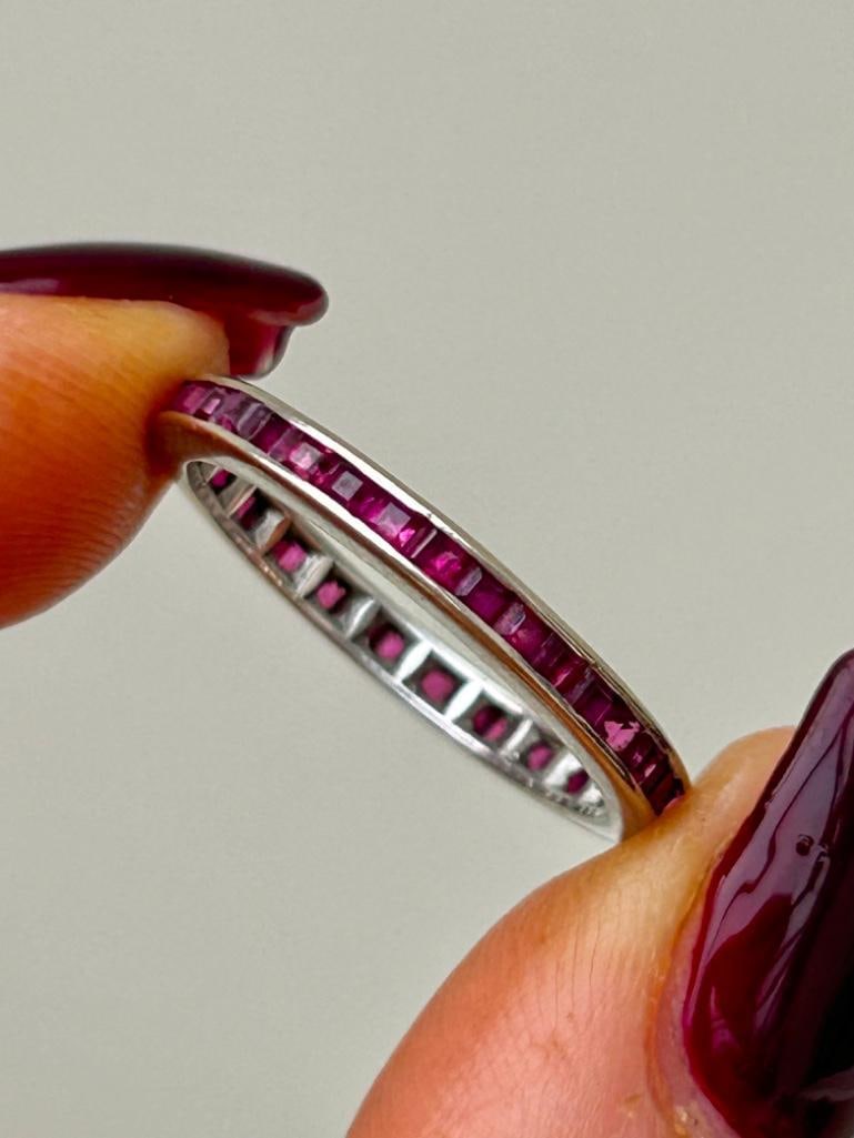 Wonderful Ruby Full Eternity Band Ring in White Gold - 7