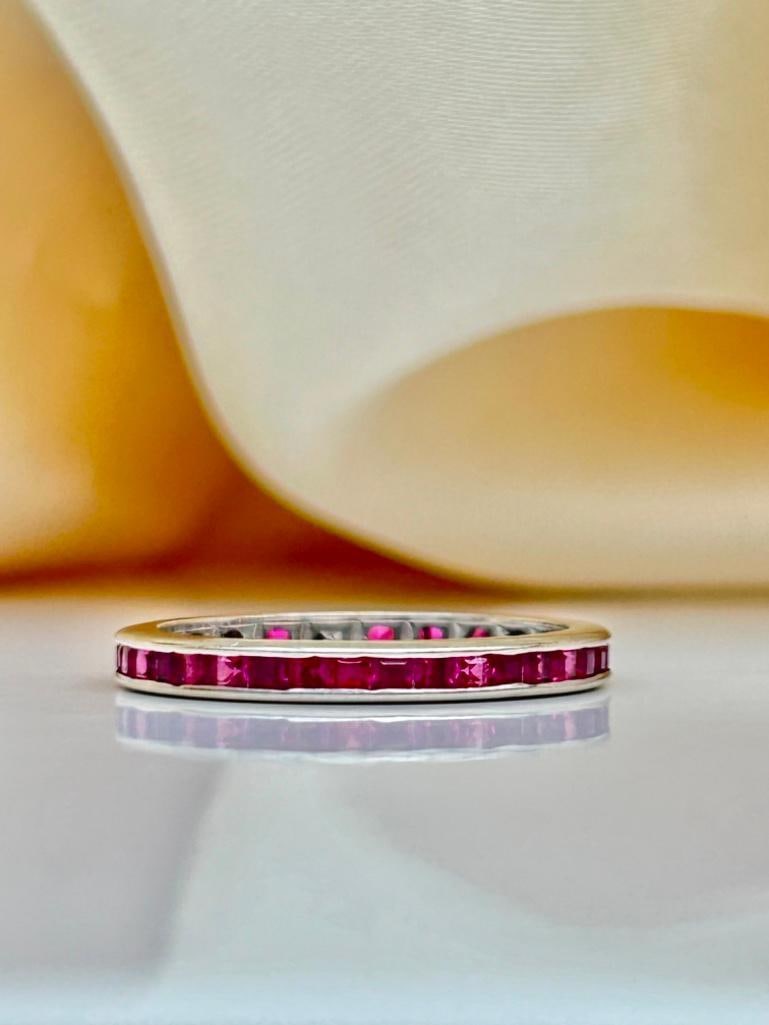Wonderful Ruby Full Eternity Band Ring in White Gold - 9