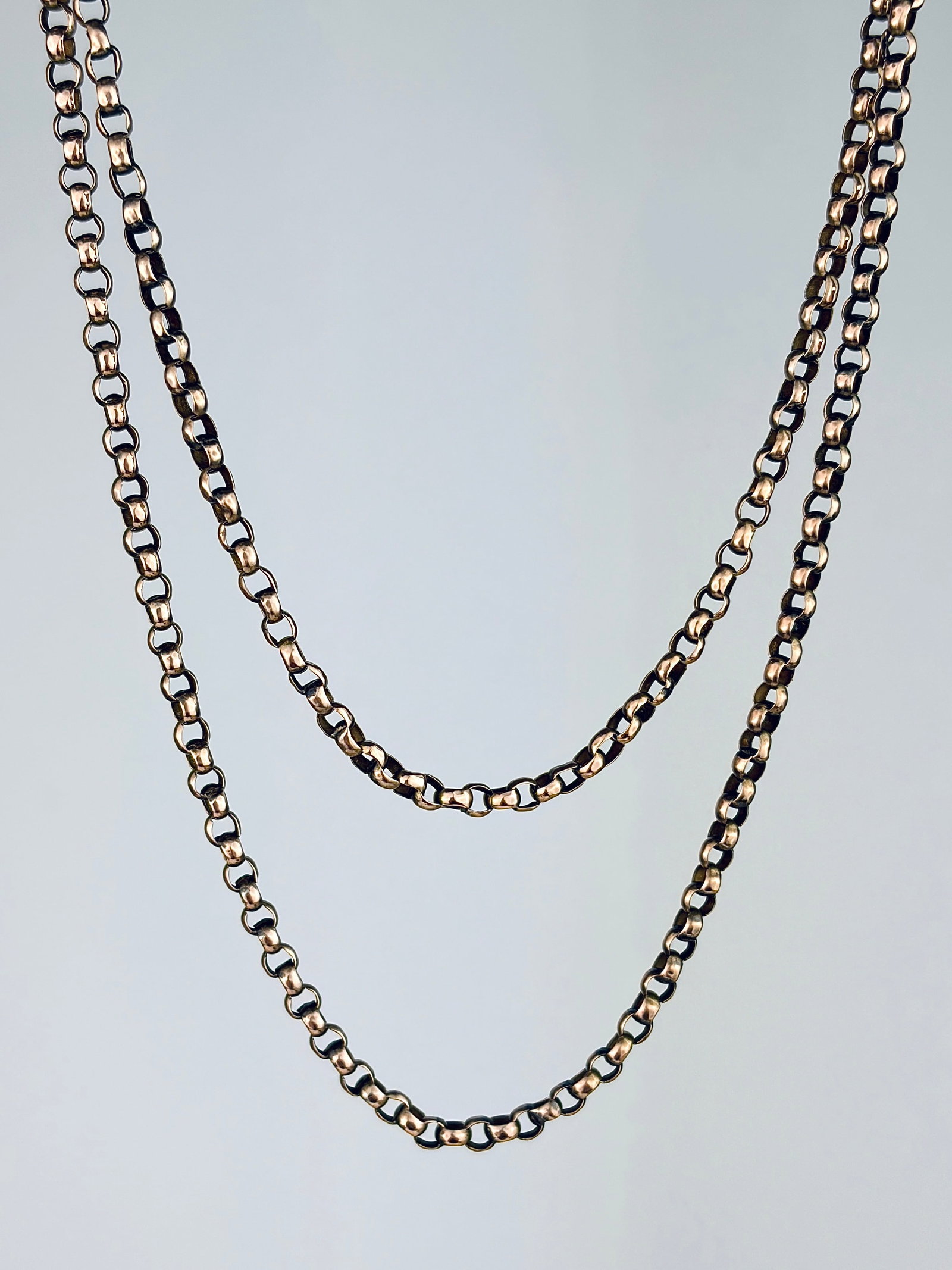 ANTIQUE 9CT GOLD BELCHER LINK CHAIN NECKLACE (1 of 6)