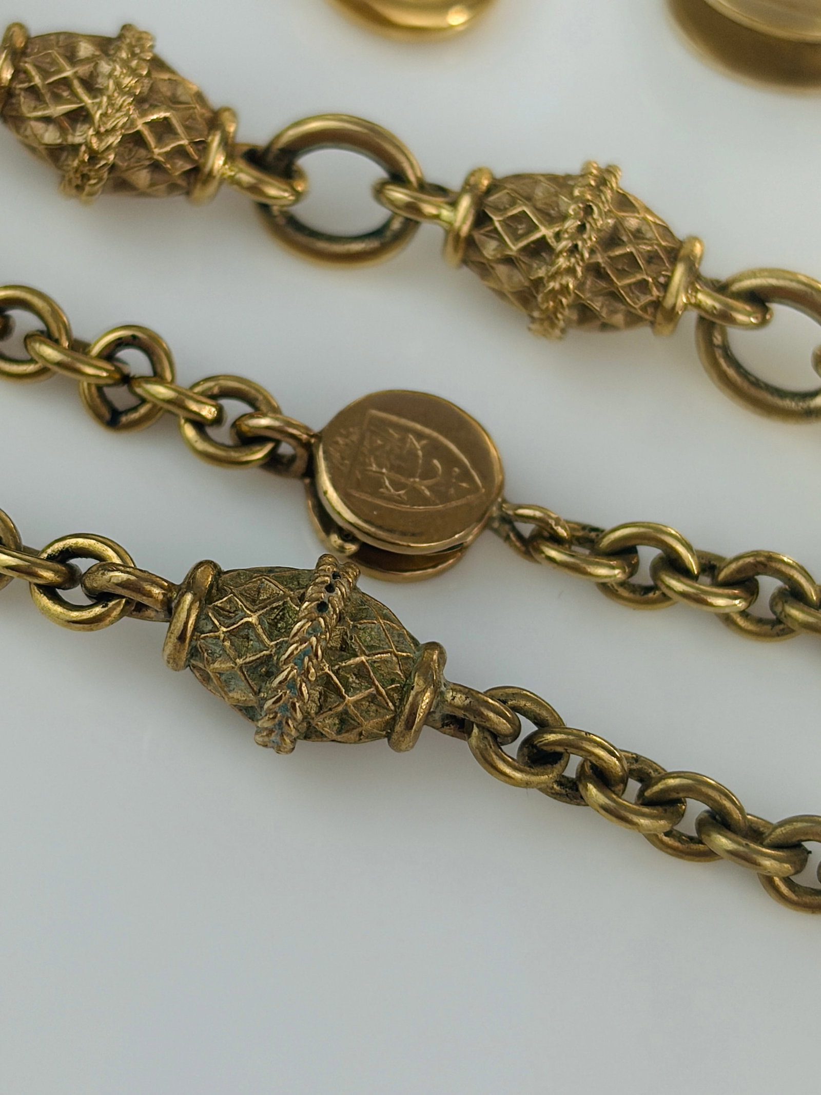 unusual design heavy 9ct gold fancy link chain necklace and bracelet set - 4