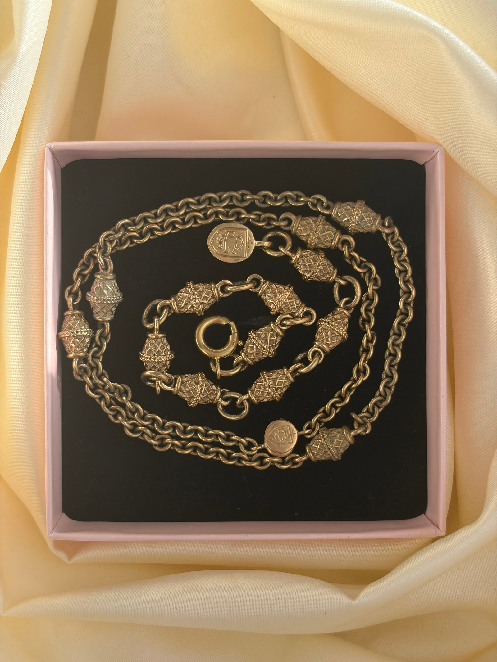 unusual design heavy 9ct gold fancy link chain necklace and bracelet set - 5