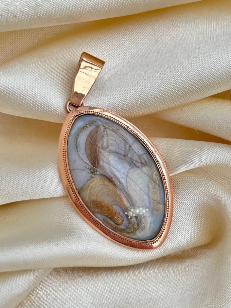 Antique Gold Mourning Pendant - 5