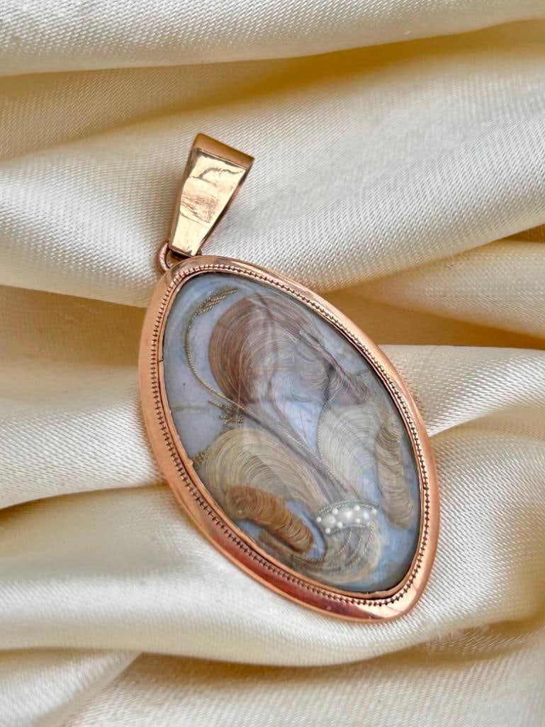 Antique Gold Mourning Pendant - 6