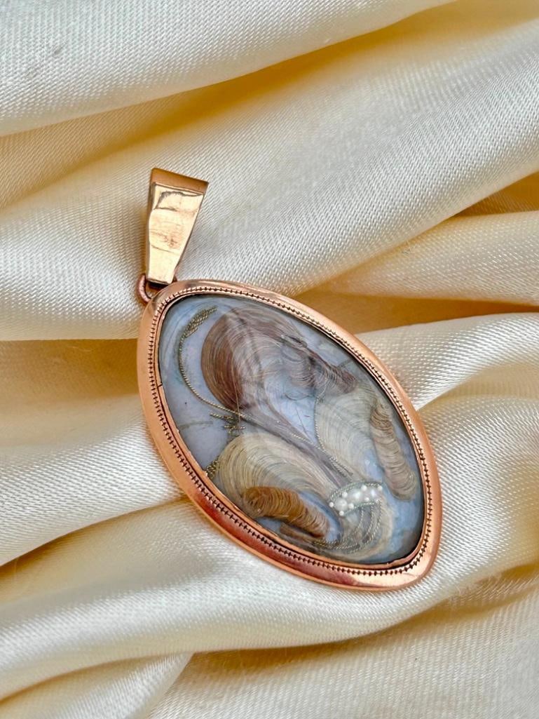 Antique Gold Mourning Pendant - 7
