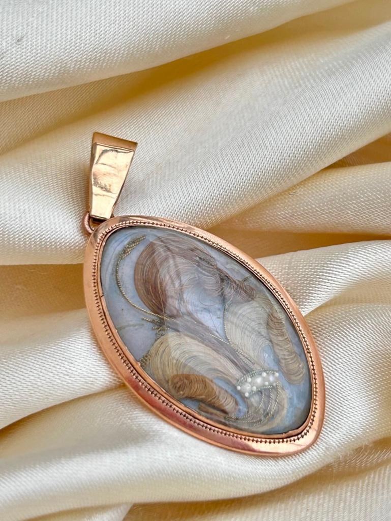 Antique Gold Mourning Pendant - 8