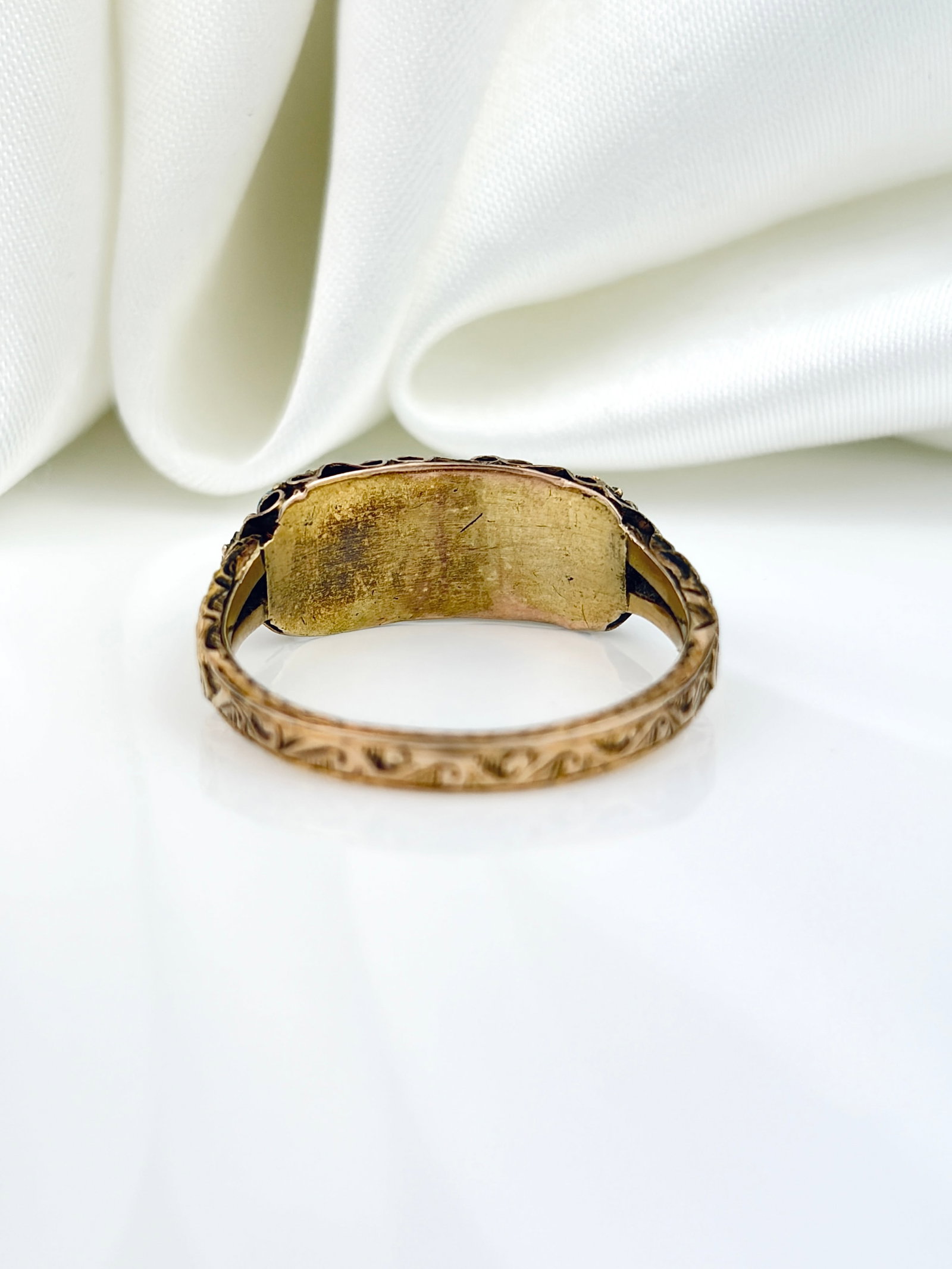 ANTIQUE 15CT GOLD TURQUOISE AND PEARL DOUBLE ROW RING - 3