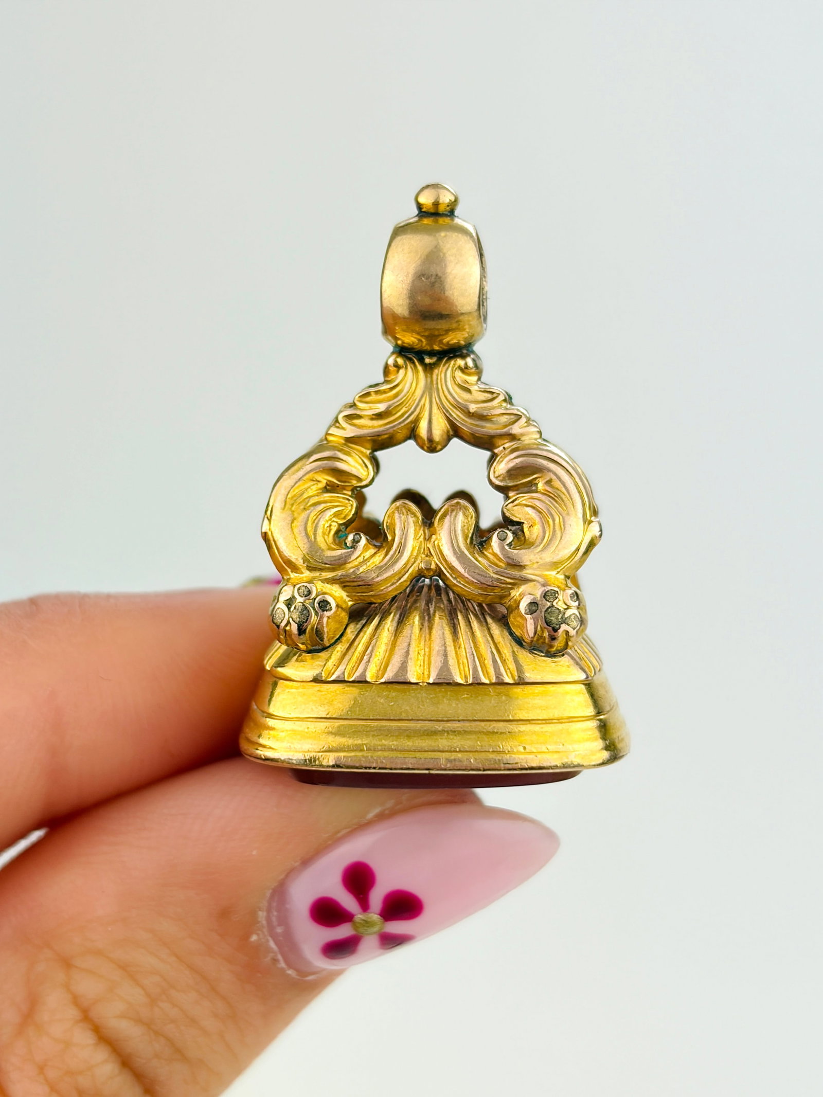 ANTIQUE GOLD CASED CARNELIAN FOB PENDANT - 2