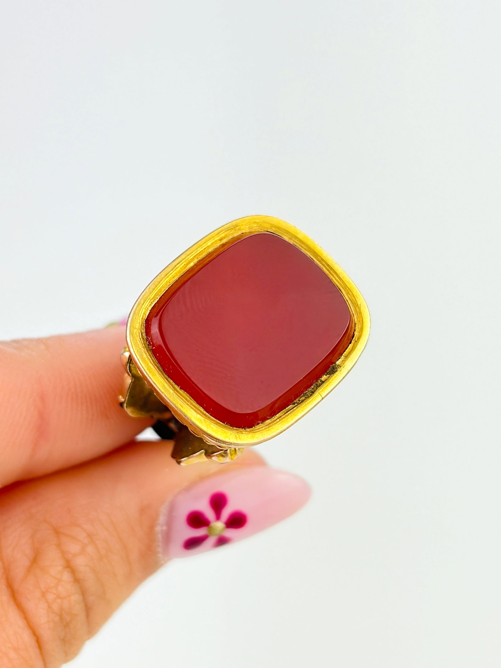 ANTIQUE GOLD CASED CARNELIAN FOB PENDANT - 4
