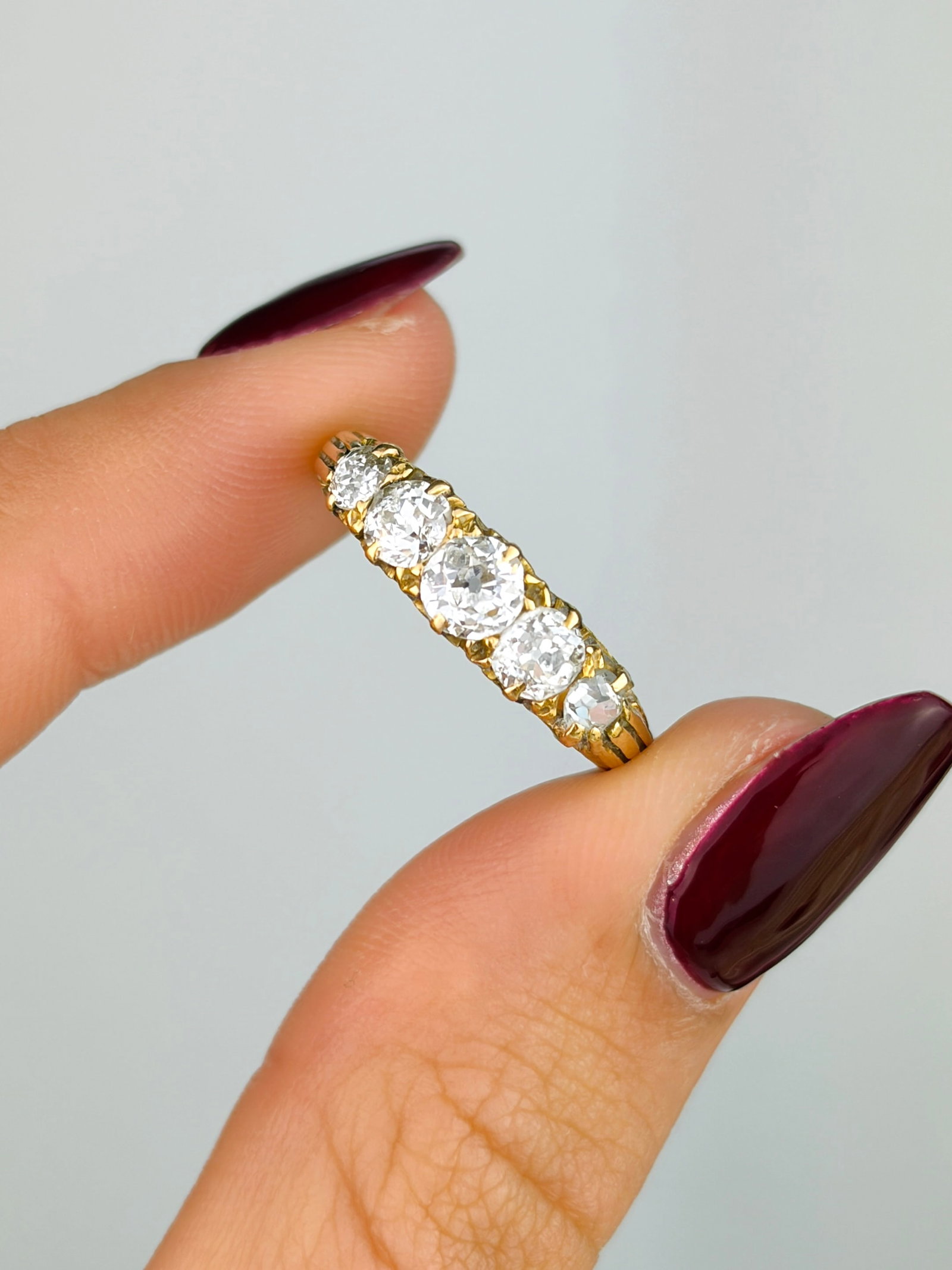 Antique 1.20ct Diamond 5 Stone Ring in 18ct Yellow Gold - 5