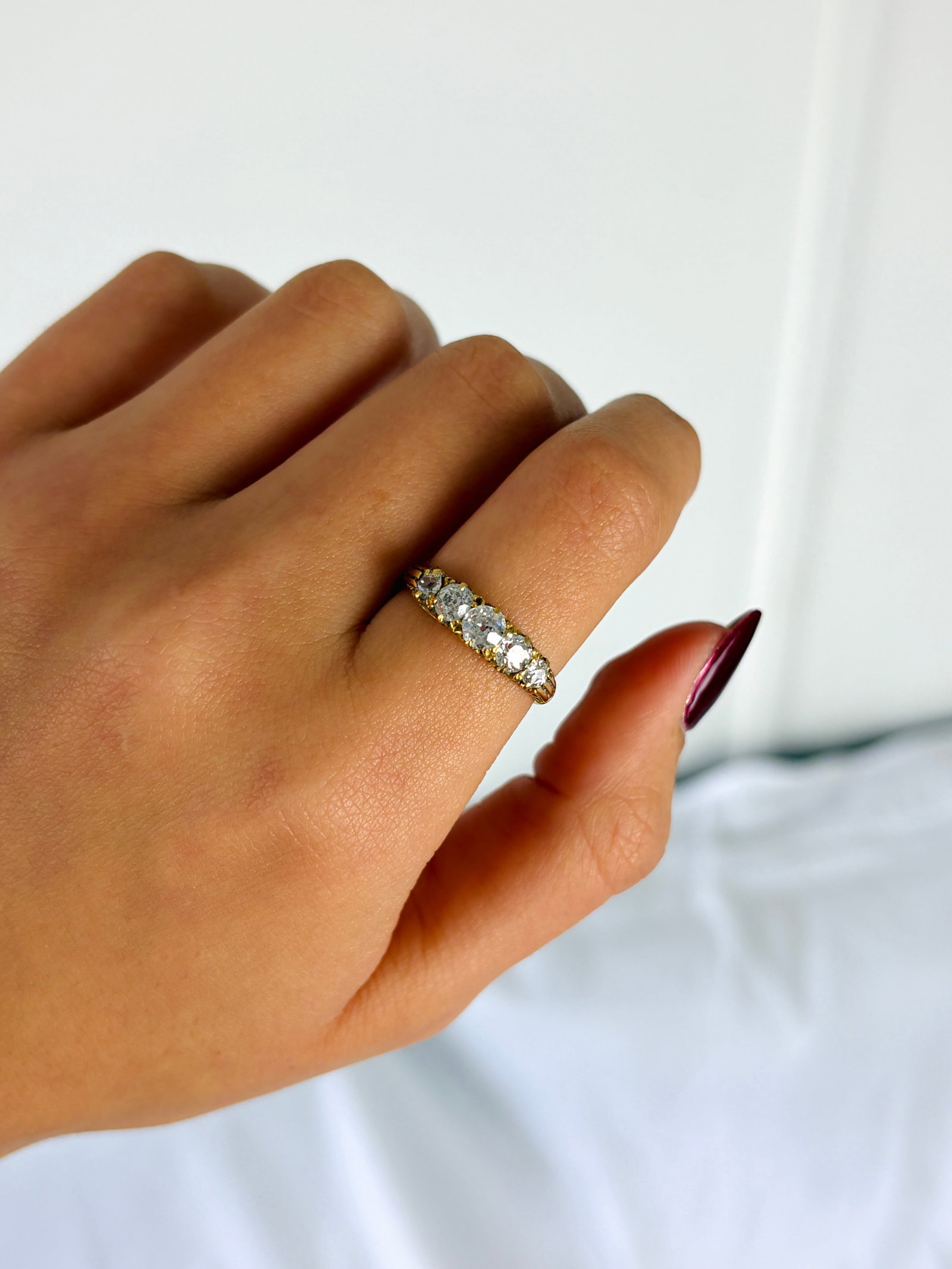 Antique 1.20ct Diamond 5 Stone Ring in 18ct Yellow Gold - 8