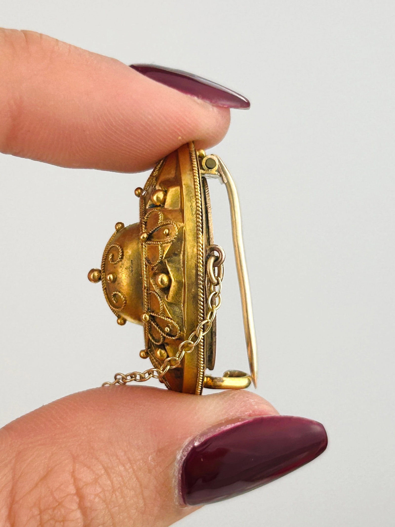 Antique Victorian 15ct Gold Etruscan Revival Brooch - 6