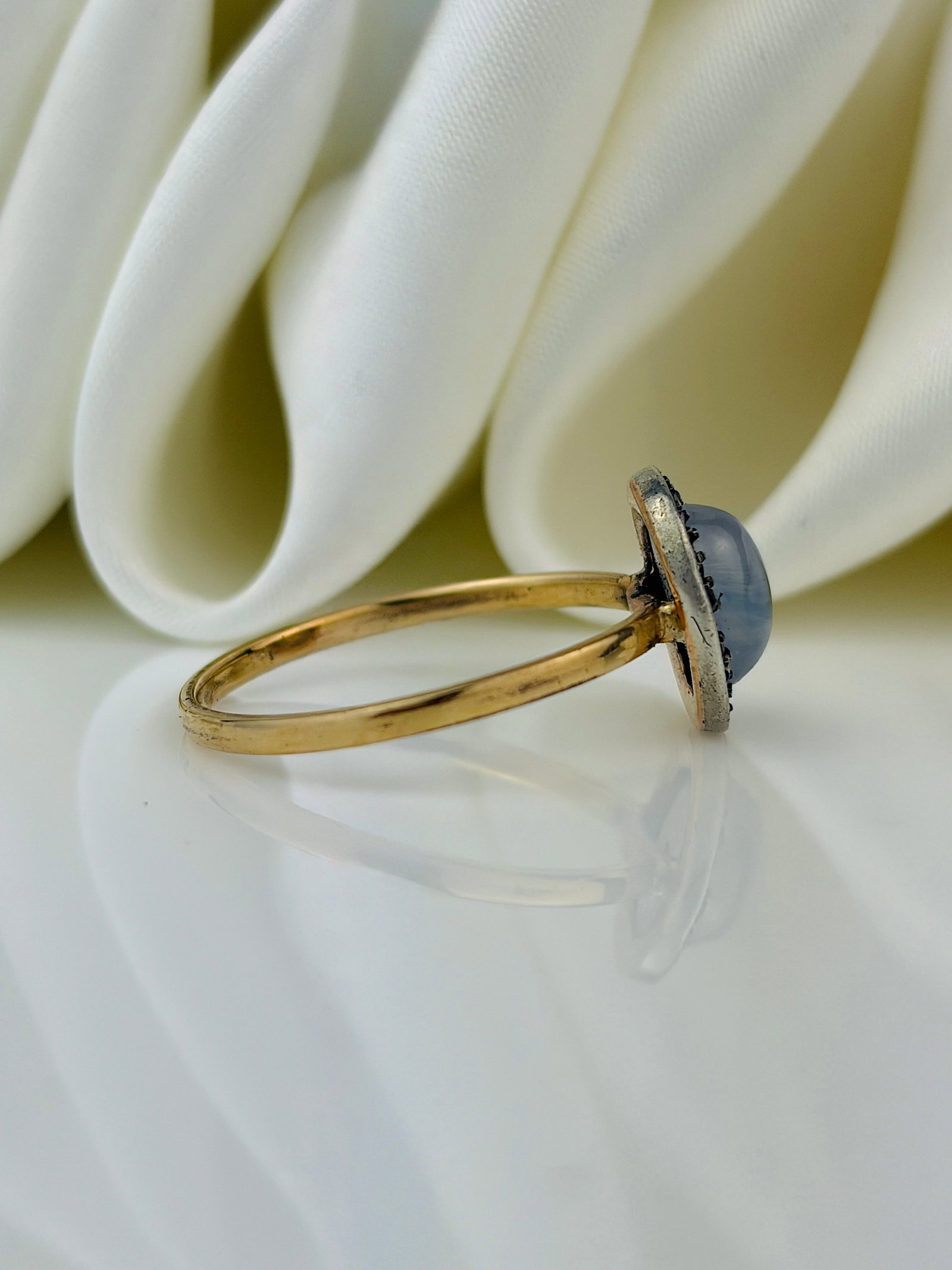 antique yellow gold moonstone and diamond ring - 2