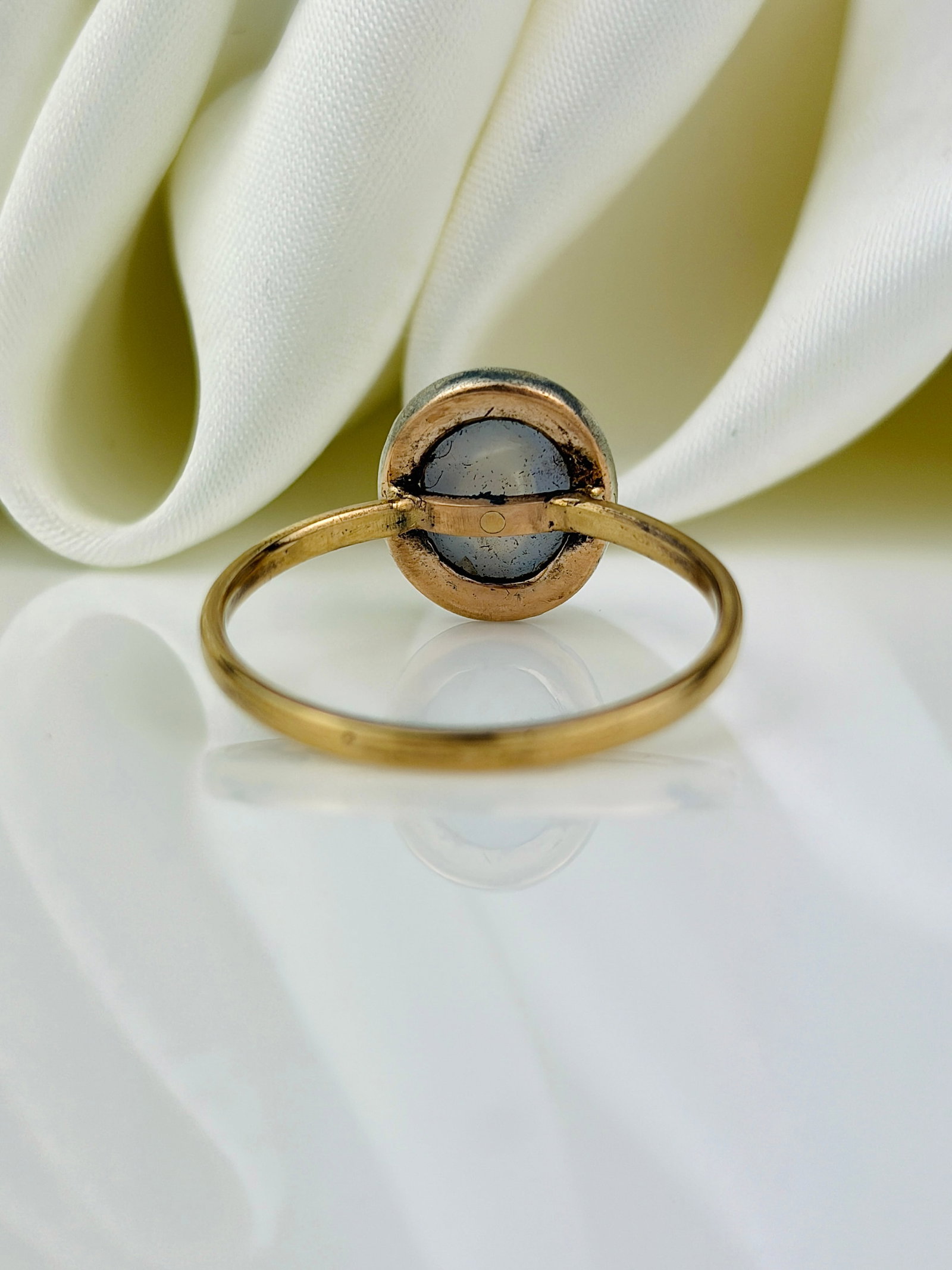 antique yellow gold moonstone and diamond ring - 3