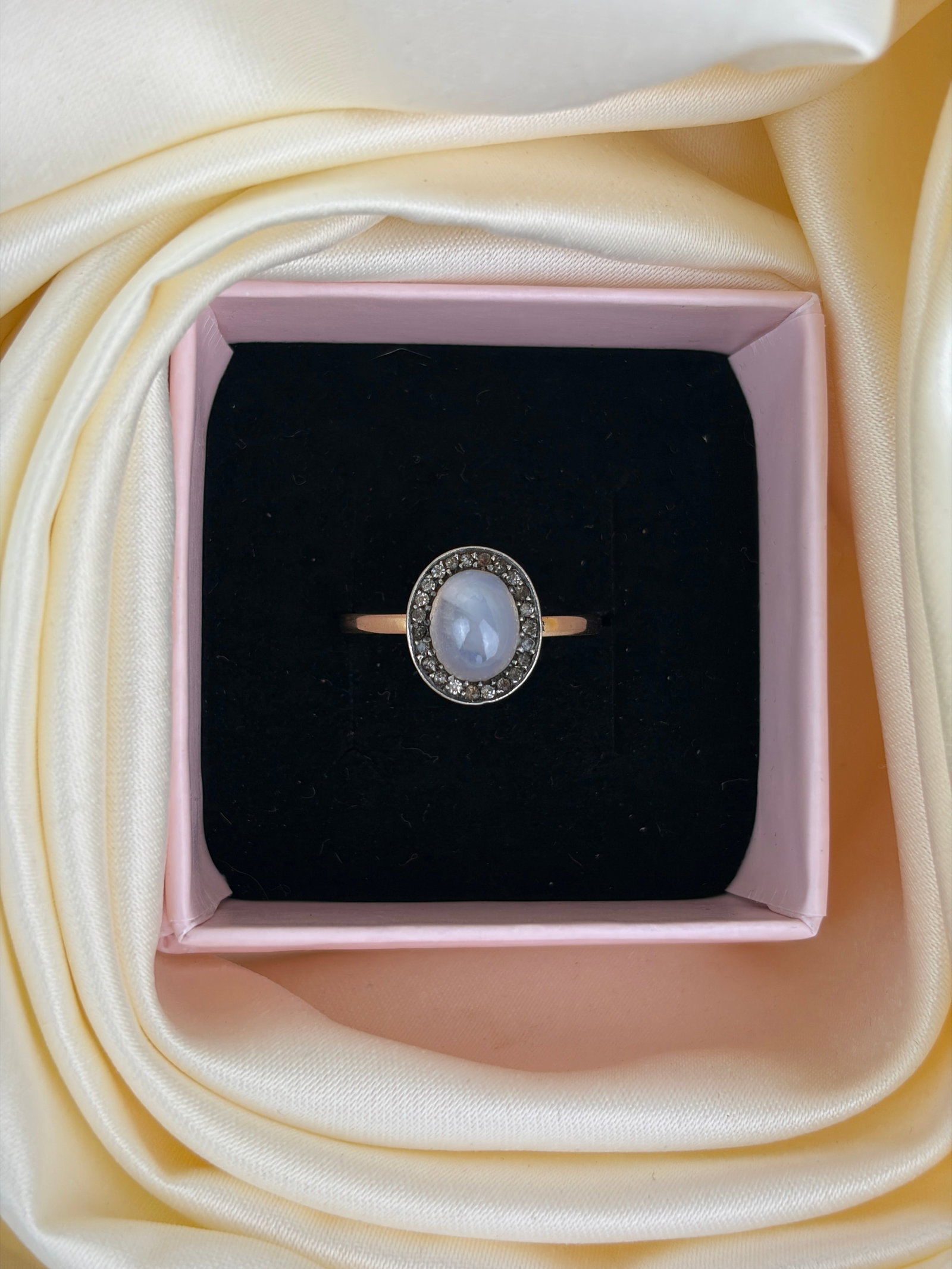 antique yellow gold moonstone and diamond ring - 7