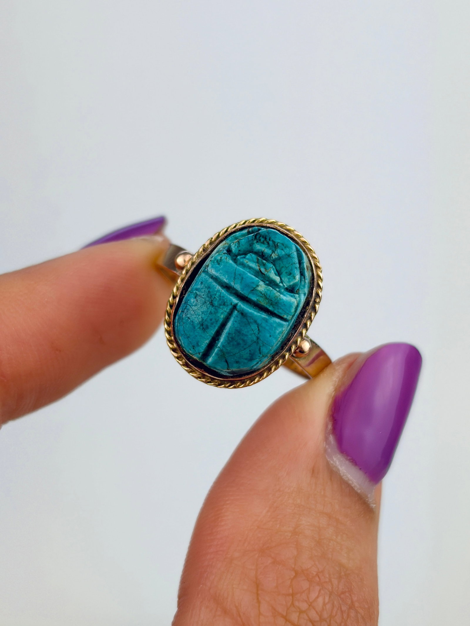 ANTIQUE EGYPTIAN REVIVAL SCARAB RING IN 18CT YELLOW GOLD - 5
