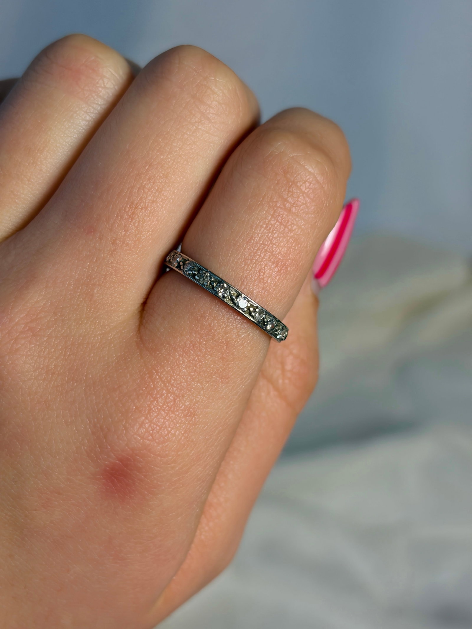 antique diamond full eternity band ring - 8