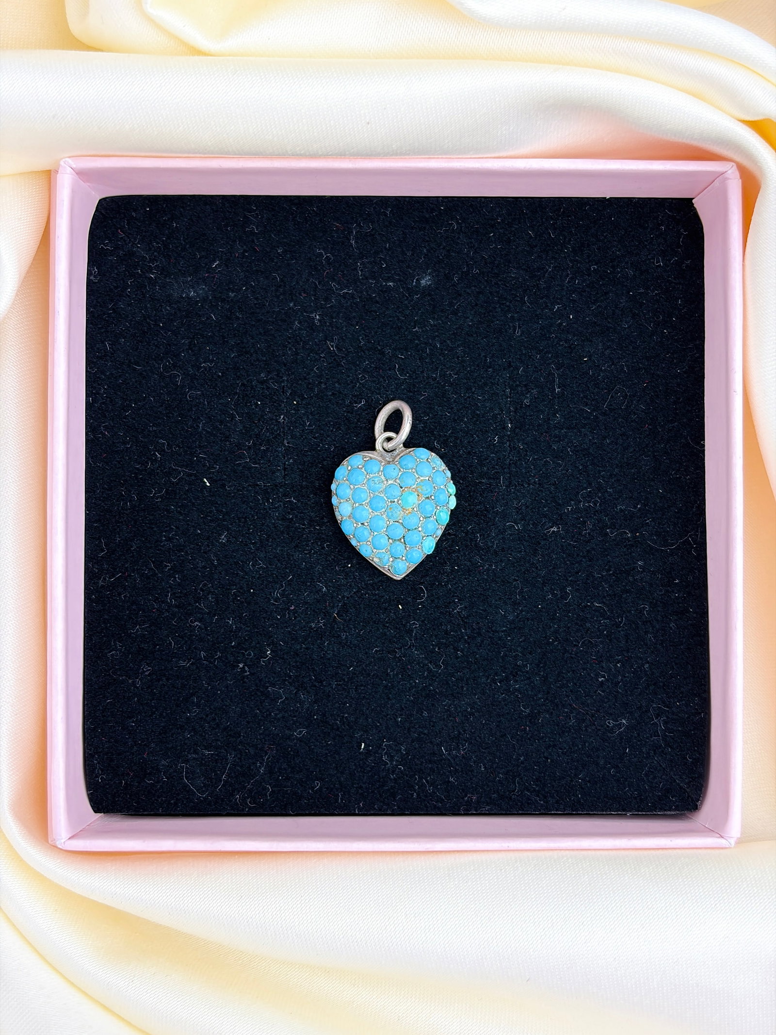 ANTIQUE SILVER TURQUOISE HEART PENDANT - 8